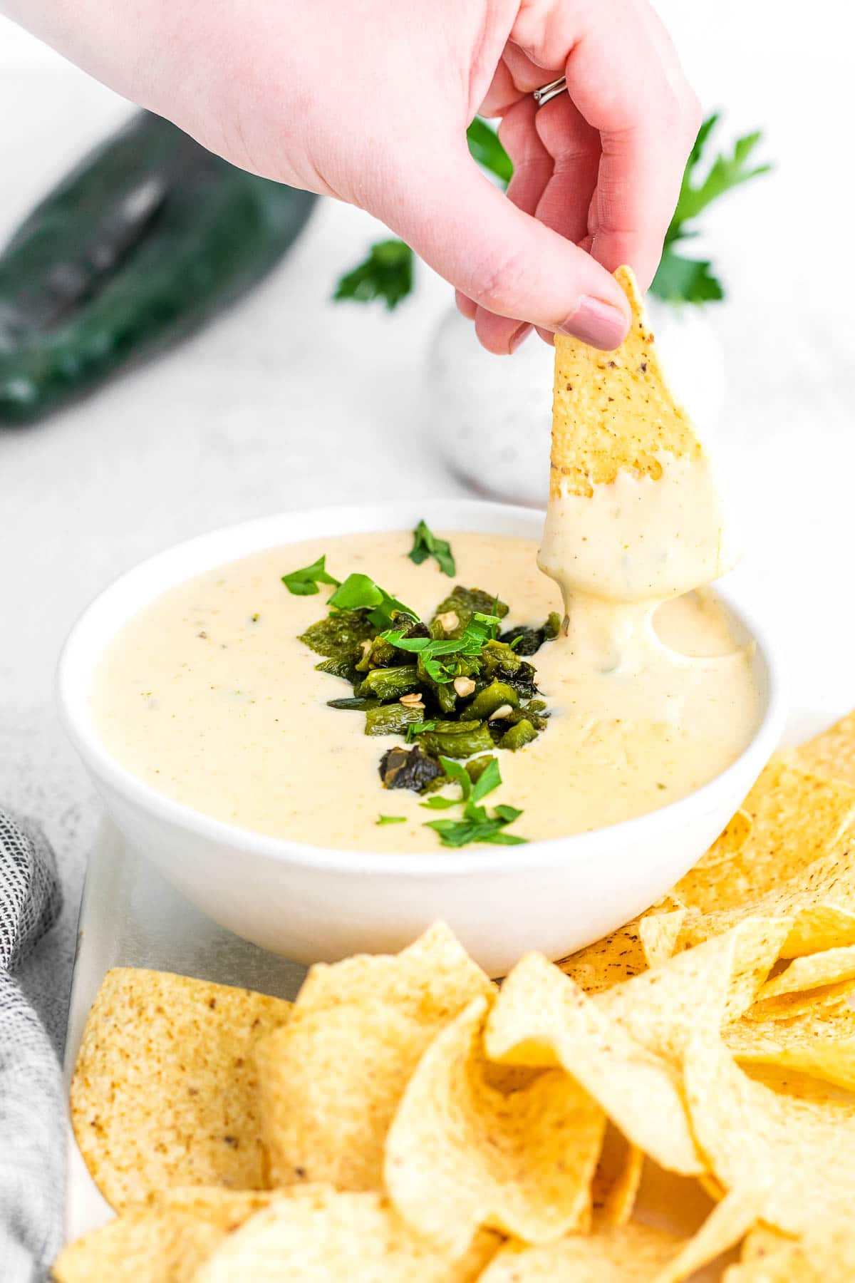 CHILITO'S SIGNATURE ROASTED POBLANO QUESO DIP Refrigated or Frozen (88 oz Pan) Available for Pickup