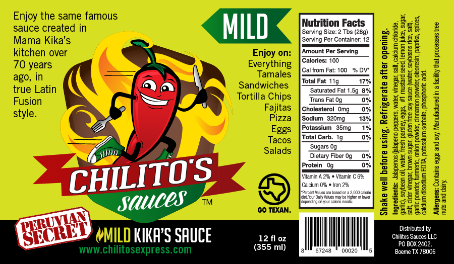 Chilito’s Signature Kika’s Sauce - Mild & Spicy 12 oz. Available for Pickup Refrigerated